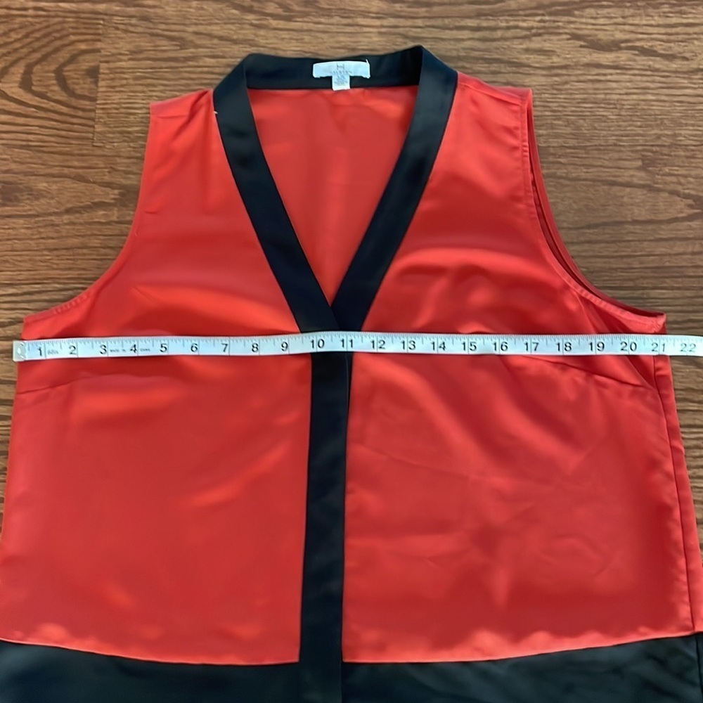 H by HALSTON colorblock sleeveless top snap down front closure rustic orange L - Picture 7 of 9